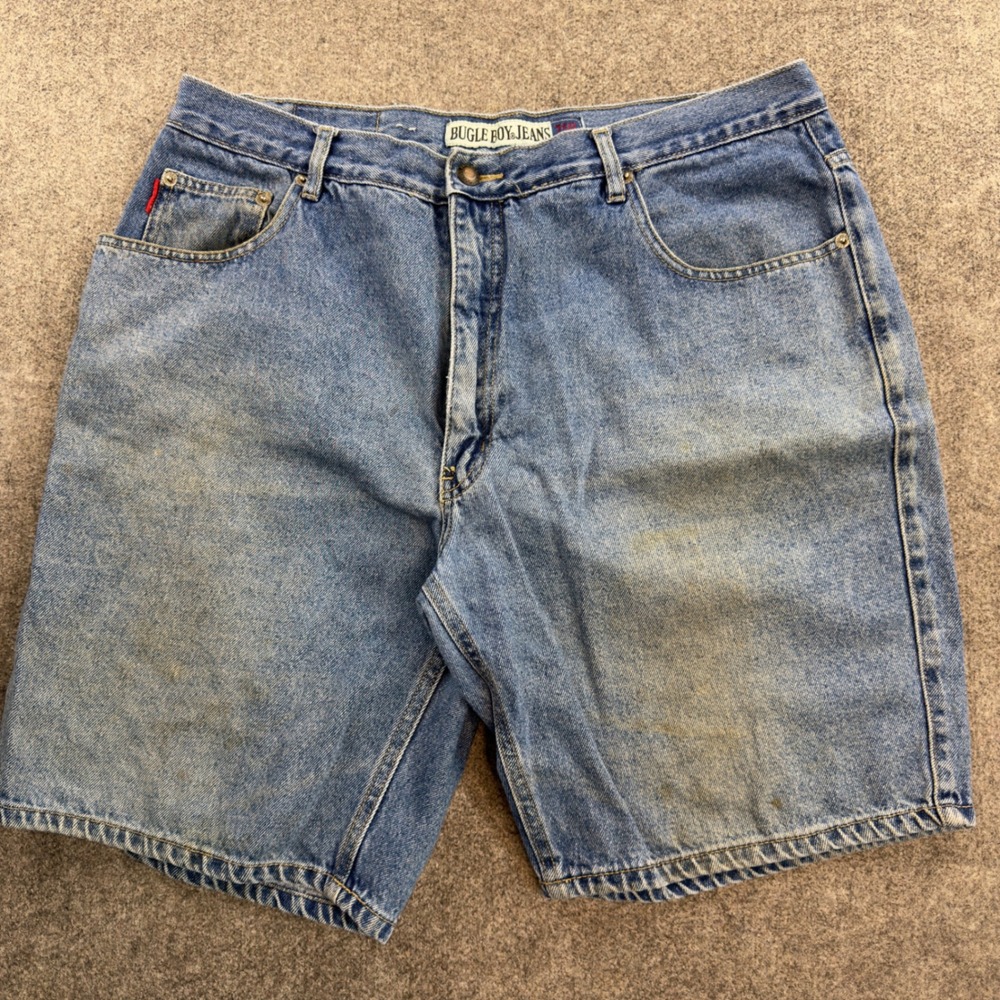 Vintage Bugle Boy Jeans 750 Mens Light Wash Denim Shorts 38W 90s Workwear